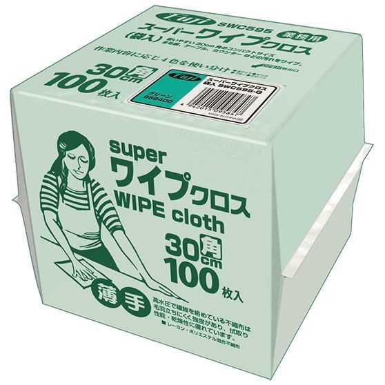 使い捨てカウンタークロス　100枚入×18入パック グリーン　　パッケージサイズW15.5×D15.5×H15cm