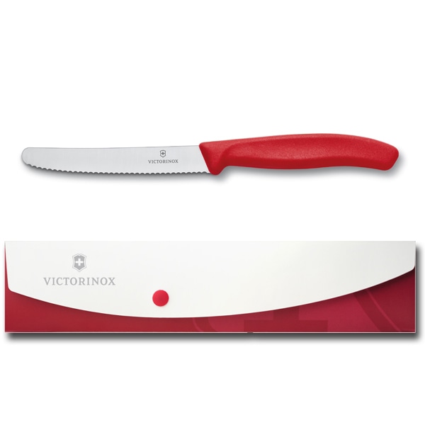 Victorinox　VICTORINOX　トマトベジタブルナイフ(トマト＆テーブルナイフ) 波刃 　ケース付き　レッド　　　〔メール便OK〕